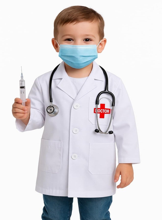Fancy Agents Doctor Dress for kids |surgeon dress for boys and girls | Kids Doctor Costume Set with Stethoscope, Mask, and Injection for School Annual Functions, Role Play, and Special Events - Image 1